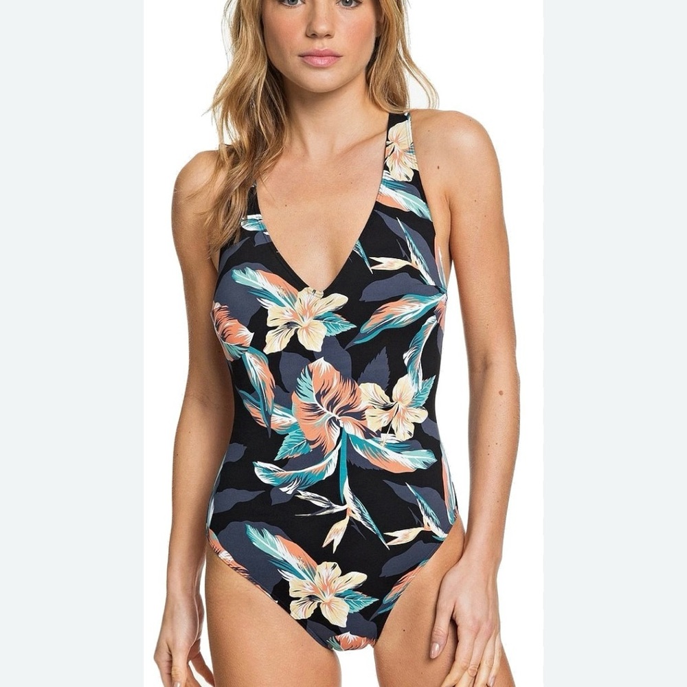 ROXY Women’s Floral Tropical Print One-Piece Swimsuit Size